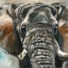Tiermalerei Originalwerk, Elefant, Acryl auf Leinwand 90x60 cm