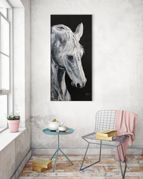 Tiermalerei Originalwerk, Pferd, Acryl auf Leinwand 80x40 cm